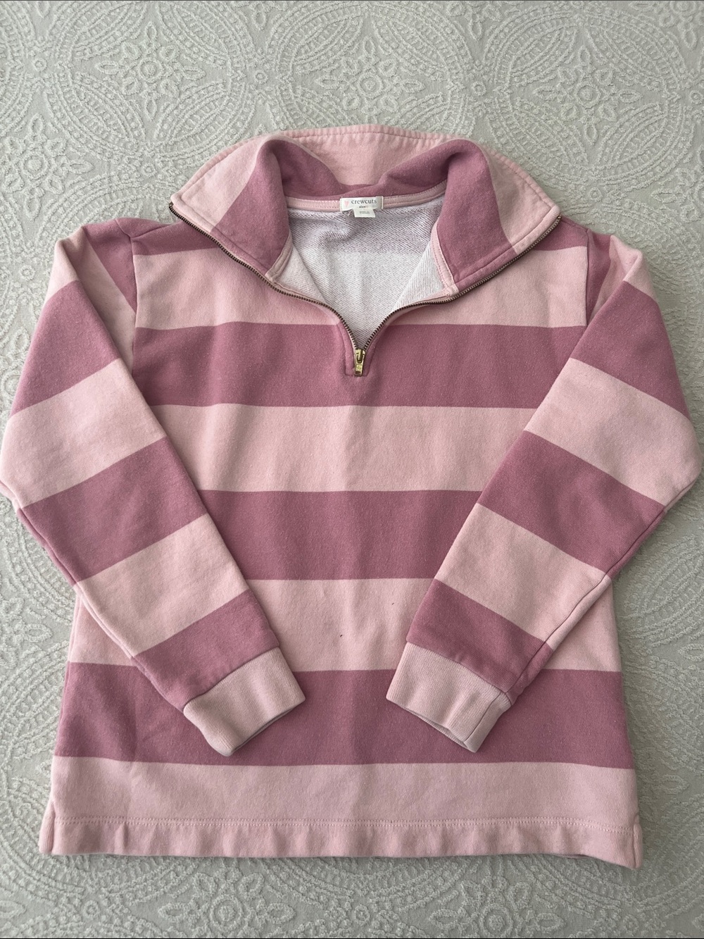 Crewcuts Pink Stripe Half Zip Pullover | Kids Large